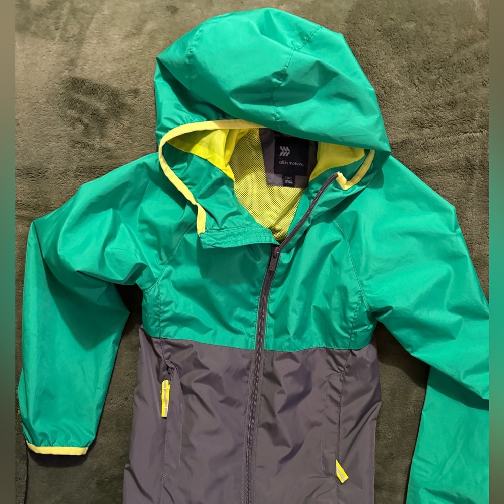 All in Motion Green and Gray Light Raincoat